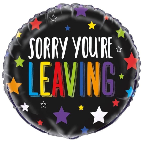 Unique Party Sorry You´re Leaving Round Foil Balloon Black/Multicoloured One Size