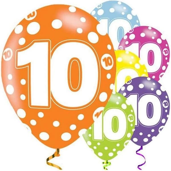 Amscan Latex 10th Birthday Balloon (Pack of 6) Multicoloured One Size