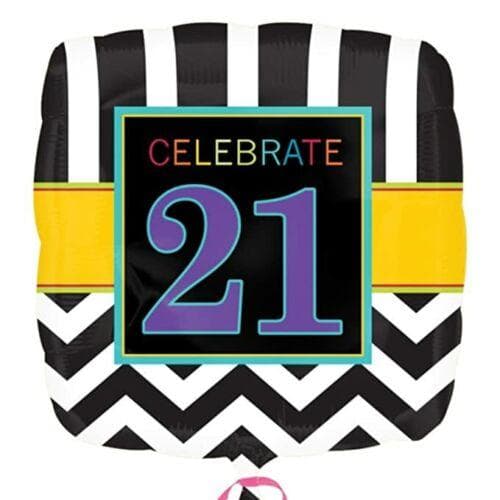 Amscan Chevron 21st födelsedag folieballong Black/White/Yellow One Size