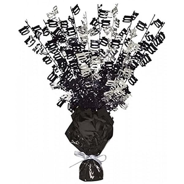 Unique Party Glitz 100th Birthday Balloon Weight Centrepiece Black/Silver One Size