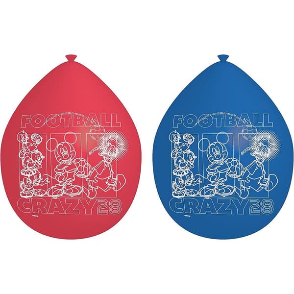 Disney Crazy 28 Latex Printed Balloon (Pack of 8) Red/Blue One Size