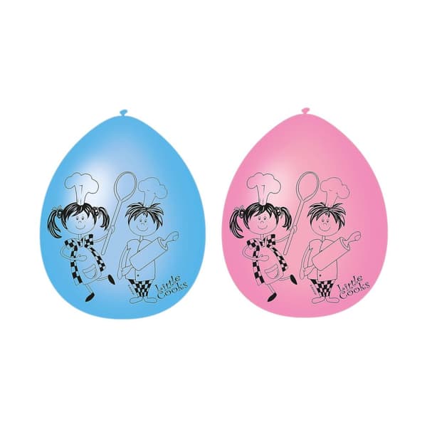Little Cooks Latex Balloons (Pack of 8) Blue/Pink/Black One Size