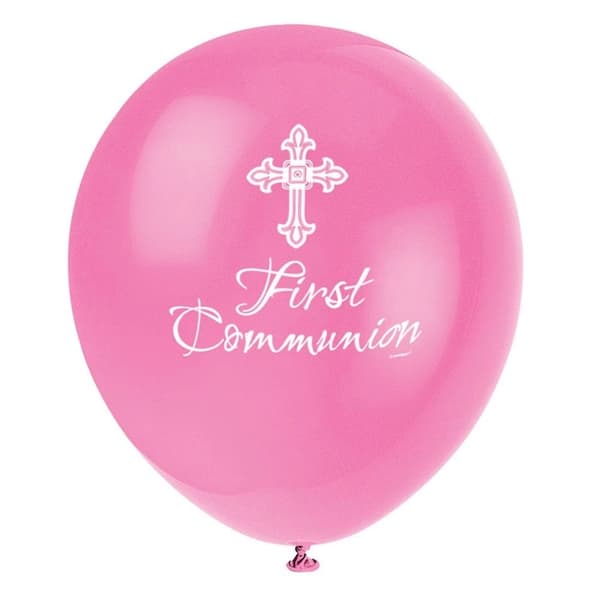 Unique Party Latex Radiant Cross First Holy Communion Balloons (Pack of 8)