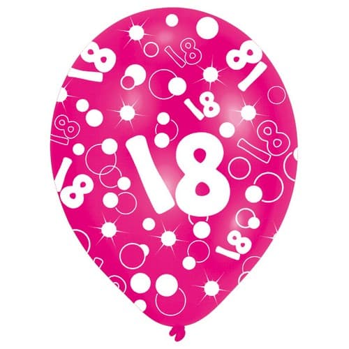 Amscan 18 All-Over Print Latex Balloons (Pack of 6)