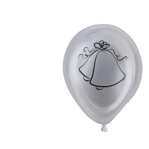 Unique Party Light Up Latex Wedding Bells LED Balloons (Pack of 5) Silver One Size