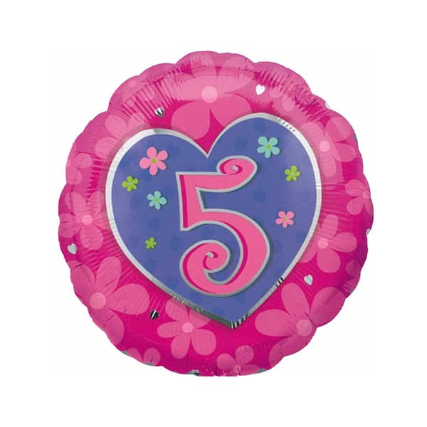Amscan Flowers 5th Birthday Foil Balloon Pink/Blue One Size