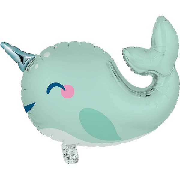 Creative Party Metallic Narwhal Foil Balloon Soft Blue One Size