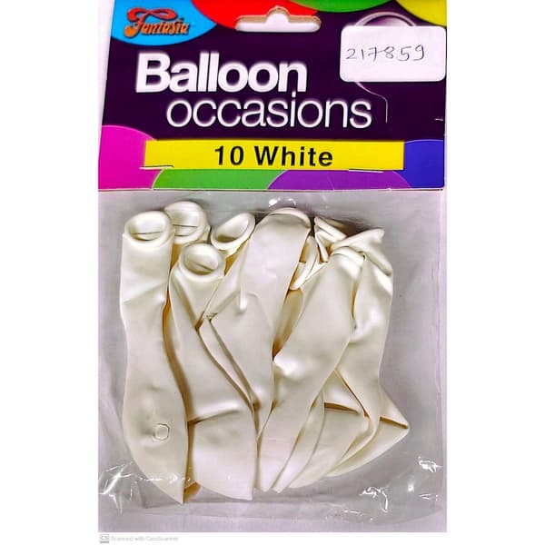 Fantasia Latex Plain Balloons (Pack of 10) White One Size