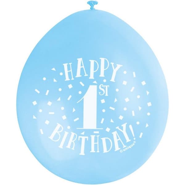 Unique Party 1:a födelsedagsballonger i latex (10-pack)