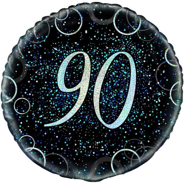 Unique Party Glitz 90th Foil Balloon Black/Blue One Size
