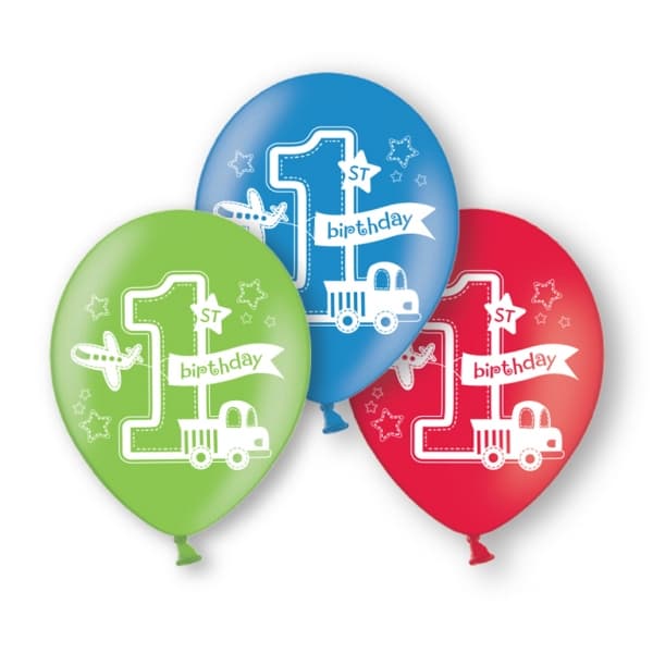 Spot on Gifts Latex 1st Birthday Balloons (Pack of 6) Green/Blue/Red One Size