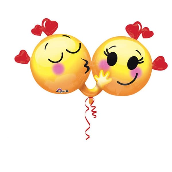 Amscan Hug And Kiss Emoticon Foil Balloon Yellow/Red One Size