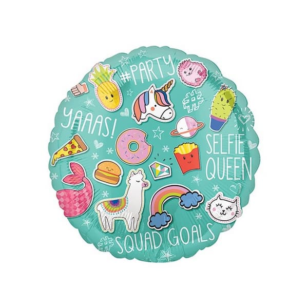 Amscan Selfie Celebration Foil Balloon Green/Pink/White One Size