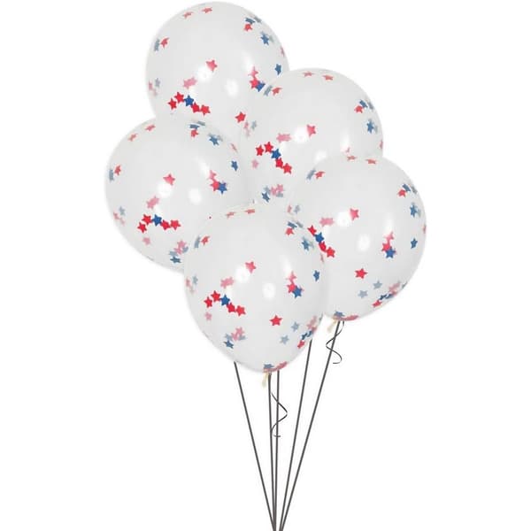 Unique Party Latex Star Confetti Balloons (Pack of 5) White/Blue/Red One Size