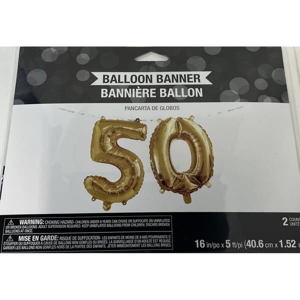 Creative Party Plastic Number 50th Birthday Foil Balloon Gold One Size