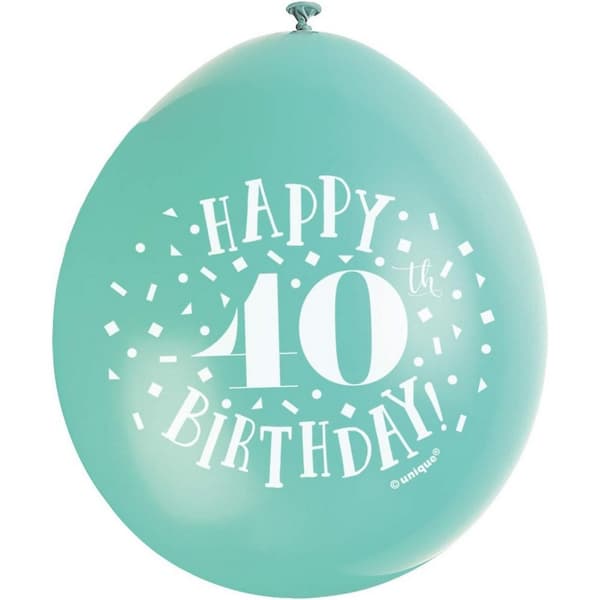 Unique Party Latex 40th Birthday Balloons (Pack of 10) Multicoloured One Size