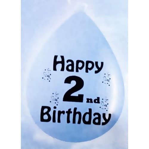 Printed 2nd Birthday Balloon (Pack of 10) Light Blue/Black One Size