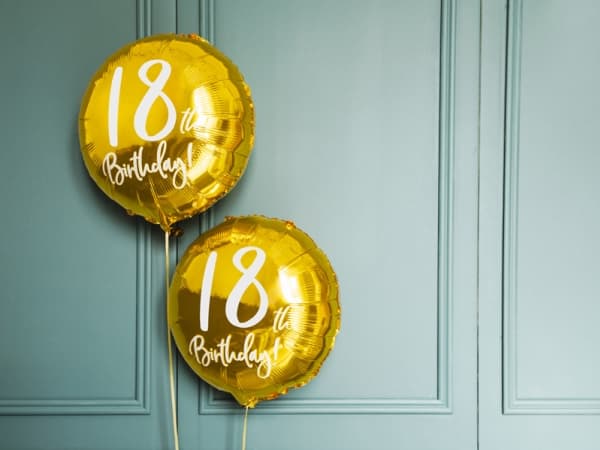 PartyDeco FB24M-18-019-KARTON, Kulta, Valkoinen, Pyöreä, Kalvo, Syntymäpäivä, Englanti, 45 cm