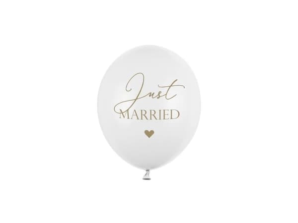 PartyDeco SB14P-237-008-6, Toy balloon, Latex, Gull, Hvit, Bryllup, Oval, 30 cm