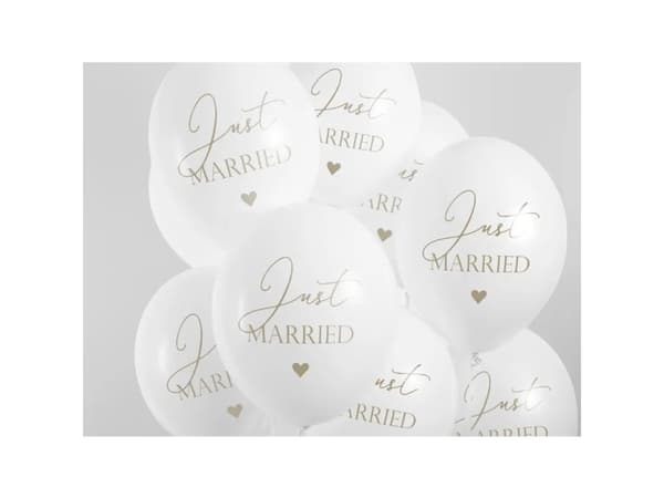 PartyDeco SB14P-237-008-6, Toy balloon, Latex, Gull, Hvit, Bryllup, Oval, 30 cm