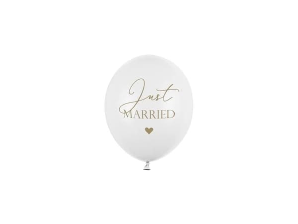 PartyDeco SB14P-237-008-6, Toy balloon, Latex, Gull, Hvit, Bryllup, Oval, 30 cm