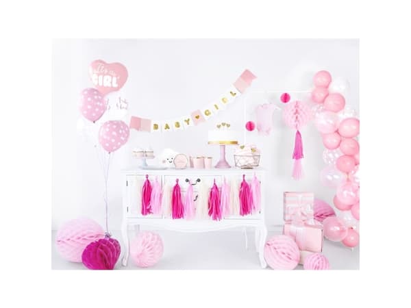 PartyDeco FB21P-081J-KARTON, Rosa, Hvit, Hjerteformet, Folie, Temafest, 45 cm, 50 stykker