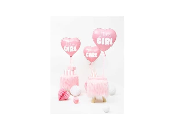 PartyDeco FB21P-081J-KARTON, Rosa, Hvit, Hjerteformet, Folie, Temafest, 45 cm, 50 stykker