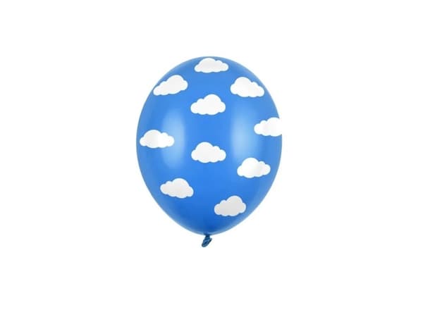 PartyDeco SB14P-230-001-6, Toy balloon, Latex, Blå, Vit, Oval, 30 cm, 6 styck
