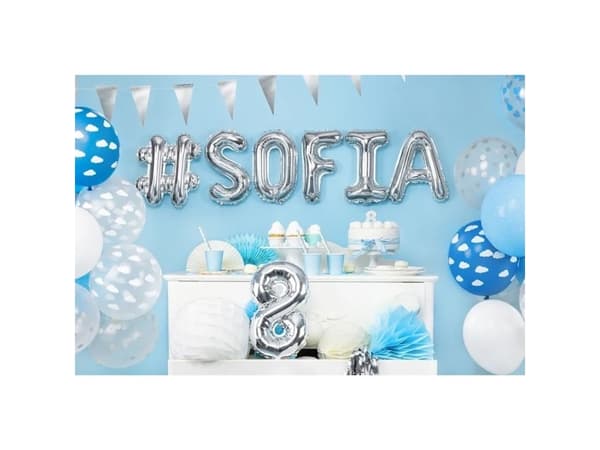 PartyDeco SB14P-230-001-6, Toy balloon, Latex, Blå, Vit, Oval, 30 cm, 6 styck