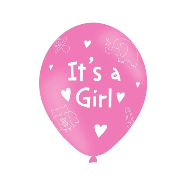 Amscan Its A Girl Latex Baby Shower Balloon (Pack of 6) Pink/White One Size
