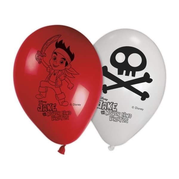 Jake And The Never Land Pirates Yo Ho Latex Balloons (Pack of 8) Red/White One Size