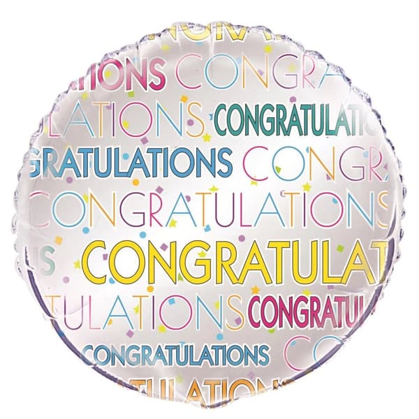 Unique Party Bright Starburst Round Congratulations Foil Balloon