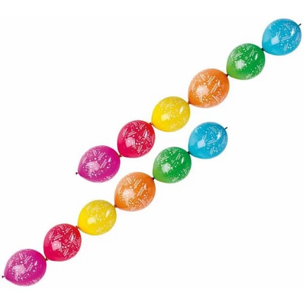 Amscan Latex Garland Happy Birthday Balloon (Pack of 6) Multicoloured One Size