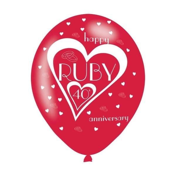 Amscan Ruby Balloon (Pack of 6) Red/White One Size