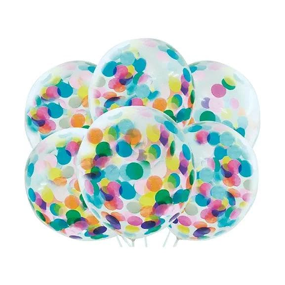Globes Konfettiballon (pakke med 6) Clear/Multicoloured One Size