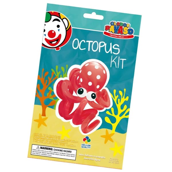Globos Payaso Octopus Balloon Kit (Pack of 10) Cherry Red/White/Pastel One Size