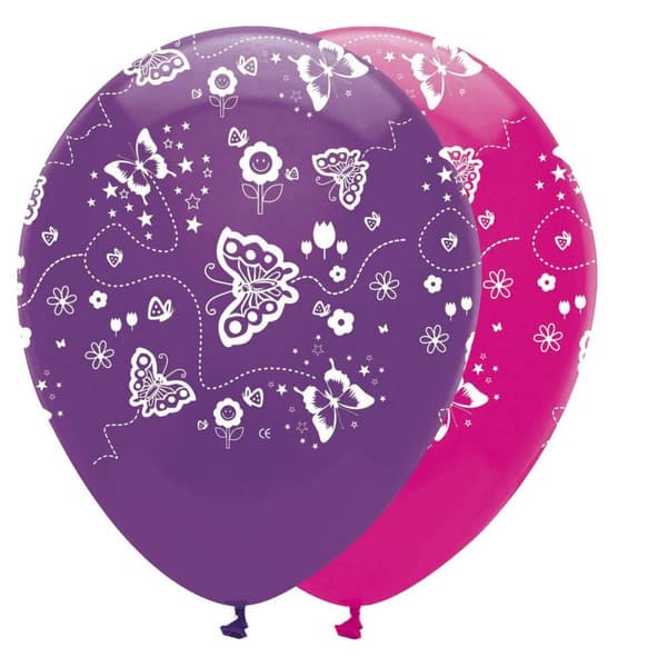 Creative Party Flower Fairy Latex Balloons (Pack of 6) Pink/Purple One Size