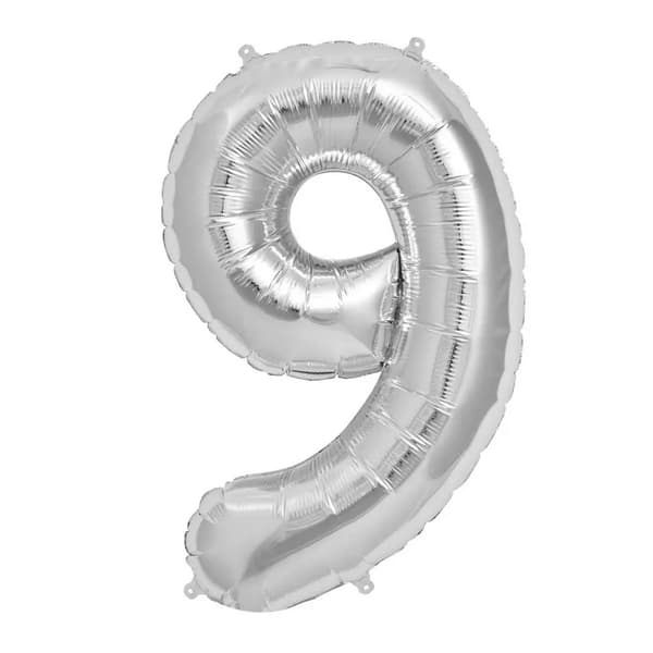 Amscan Super Shape 9 Number Foil Balloon Silver One Size