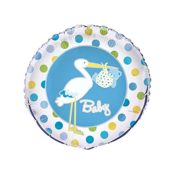 Helium Stork Baby Shower Foil Balloon White/Blue/Yellow One Size