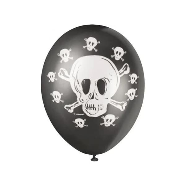 Ballonger med dödskalle och korslagda ben (5-pack) Black/White One Size