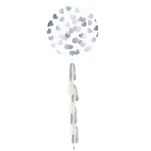 Globos Tassel Hearts Confetti Balloon Clear/Silver One Size
