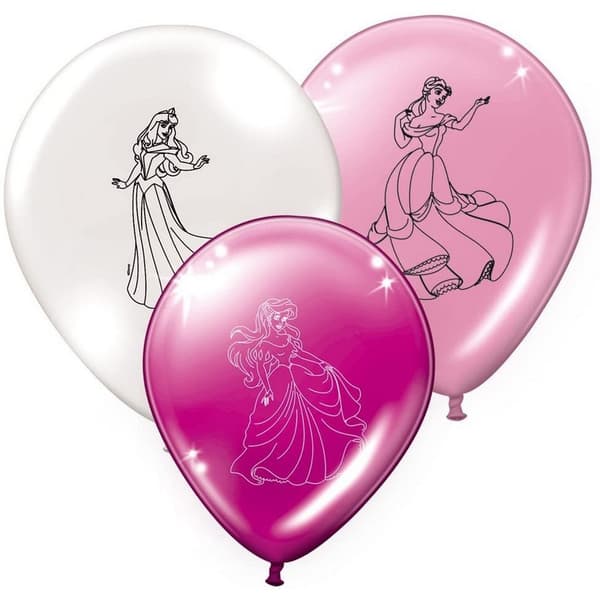 Disney Princess Latex Characters Balloons (Pack of 8) White/Pink One Size