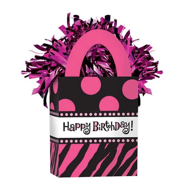 Amscan Tote Happy Birthday Balloon Weight Pink/Black/White One Size