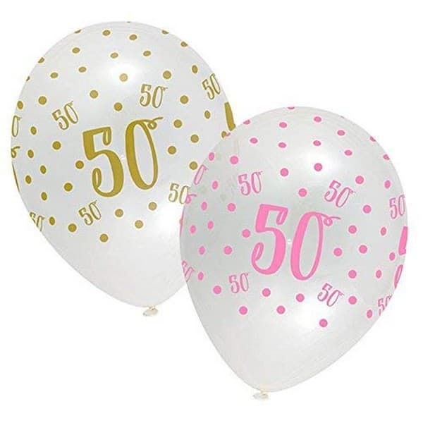 Creative Party Latex 50th Birthday Balloons (Pack of 6) Multicoloured One Size