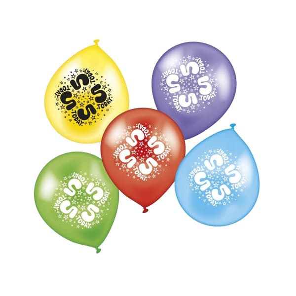 Latex 5th Birthday Balloons (Pack of 8) Multicoloured One Size