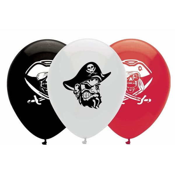 Creative Party Latex Pirate Balloons (Pack of 6) Red/Black/White One Size