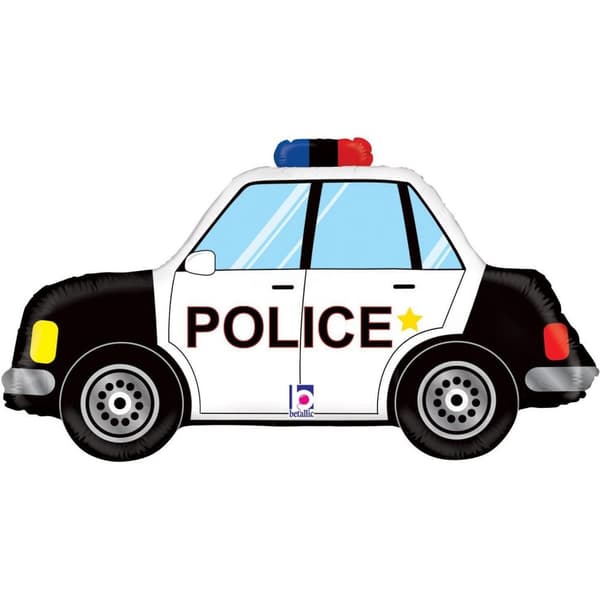 Oaktree Betallic Police Car Foil Balloon Black/White One Size