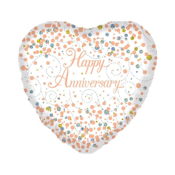 Oaktree Sparkling Fizz Holographic Anniversary Foil Balloon White/Rose Gold One Size