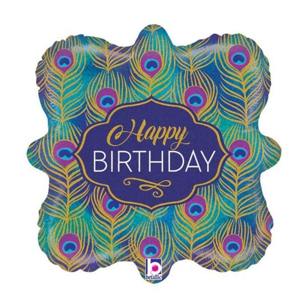 Betallic Glitter Peacock Happy Birthday Foil Balloon Blue/Green/Yellow One Size