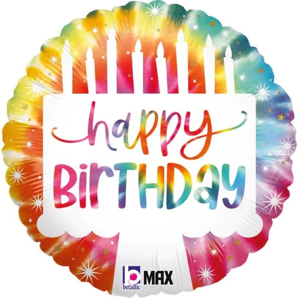 Oaktree Betallic Tie Dye Happy Birthday Foil Balloon Multicoloured One Size